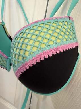 Shade & Shore Crochet Mesh Push-Up Bikini Top 36DD